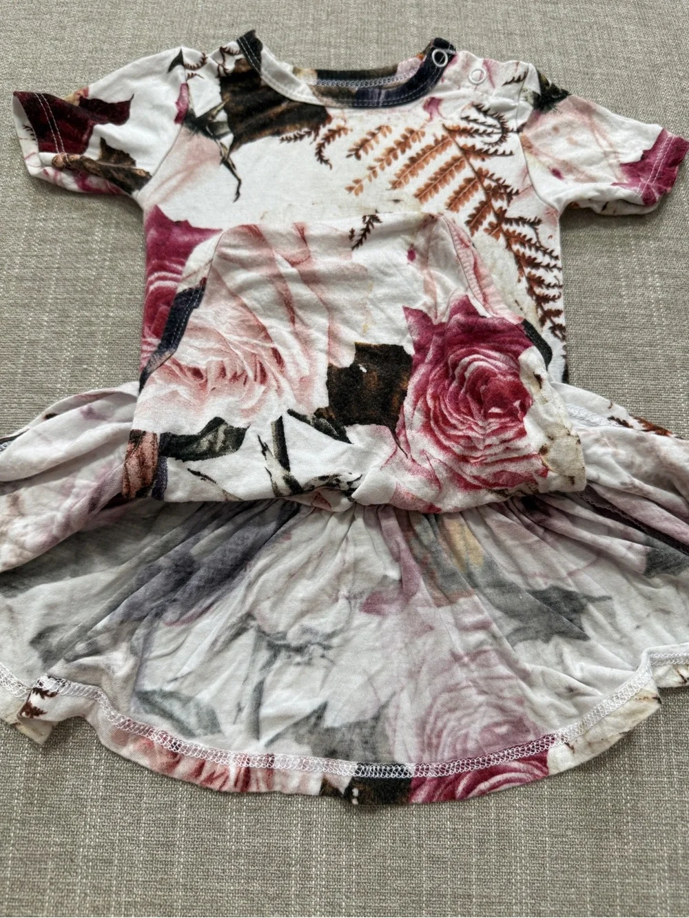 Posh Peanut Black Rose Flutter Bodysuit Dress